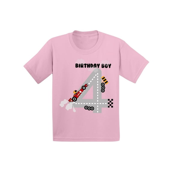 Awkward Styles Birthday Boy Race Car Toddler Shirt Race Car Birthday Party for Toddler Boys Funny Birthday Gifts for 4 Year Old 4th Birthday T Shirt Fourth Birthday Outfit Race Tshirt for Birthday Boy