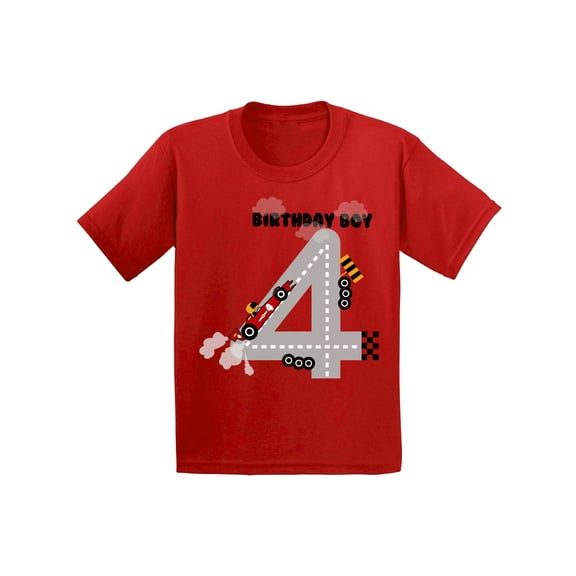 Awkward Styles Birthday Boy Race Car Toddler Shirt Race Car Birthday Party for Toddler Boys Funny Birthday Gifts for 4 Year Old 4th Birthday T Shirt Fourth Birthday Outfit Race Tshirt for Birthday Boy