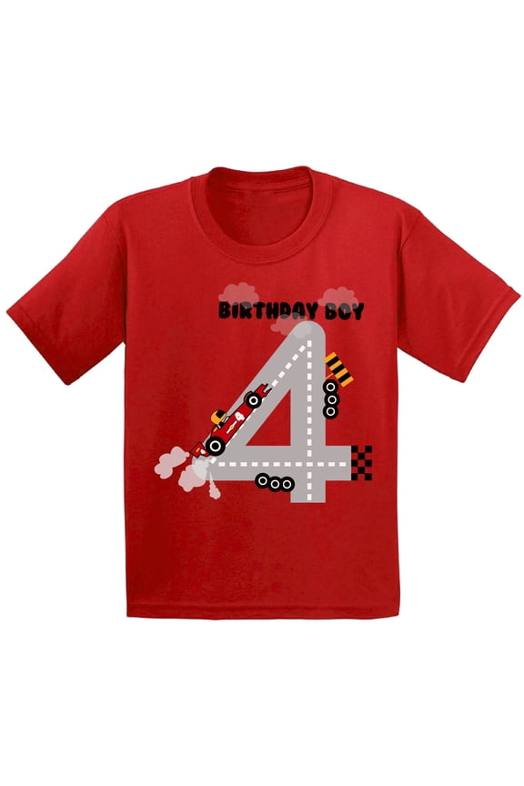 Birthday Boy Race Car Toddler Shirt Race Car Birthday Party for Toddler Boys Funny Birthday Gifts for 4 Year Old 4th Birthday T Shirt Fourth Birthday Outfit Race Tshirt for Birthday Boy