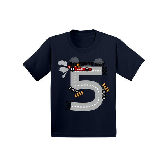 Awkward Styles Birthday Boy Race Car Toddler Shirt Race Car Birthday Party for Toddler Boys Funny Birthday Gifts for 5 Year Old 5th Birthday T Shirt Fifth Birthday Outfit Race Tshirt for Birthday Boy