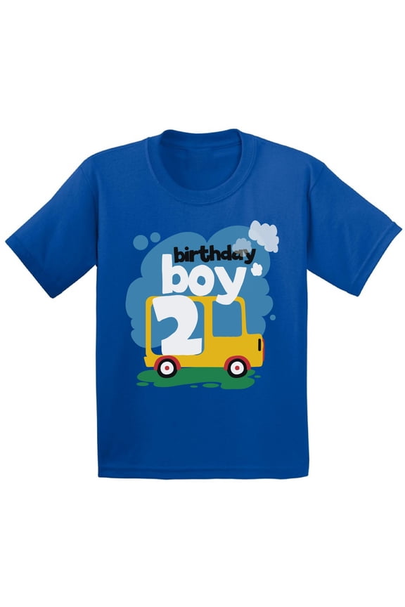 Birthday Boy Toddler Shirt Toy Truck Birthday Shirt for 2 Year Old Boy Birthday Gifts for Toddler Boys 2nd Birthday Party Outfit Truck Themed Birthday Party Cute 2nd B-Day T Shirt