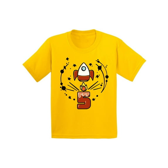 Awkward Styles Birthday Gift for 5 Year Old Kids Rocket Space Shirts for Youth 5th Birthday Party Space Themed Space Shirt Rocket Shirt Little Spacehip Birthday Boy Birthday Girl