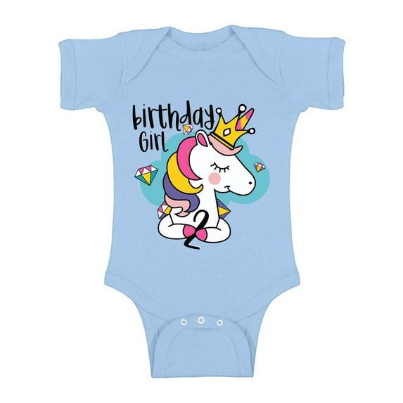 Awkward Styles Birthday Girl Baby Bodysuit Short Sleeve Princess Unicorn One Piece Top for Baby Girl 2nd Birthday Party for Girls Rainbow Unicorn Birthday Party Unicorn Gifts for 2 Year Old Girl