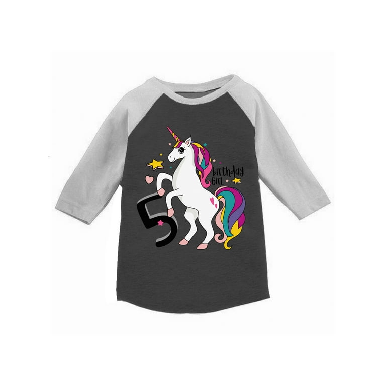 Awkward Styles Birthday Girl Toddler Raglan Unicorn Jersey Shirt