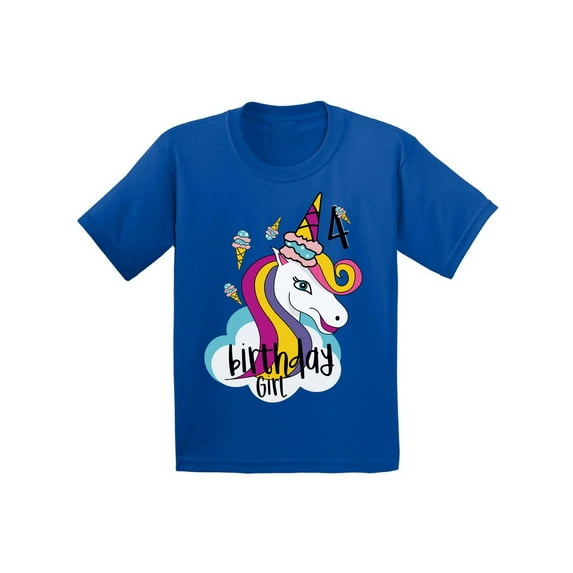 Awkward Styles Birthday Girl Toddler Shirt Unicorn Tshirt for Toddler Girls 4th Birthday Party Unicorn Icecream Party for Little Girls Unicorn 4th Birthday Tshirt Birthday Gifts for 4 Year Old Girl