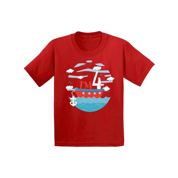 Awkward Styles Birthday Toddler Shirt I'm four T shirt Sailor Birthday Gifts for Kids 4th Birthday Party Cute Sailor Shirts for Boys Cute Sailor Shirts for Boys 4th Birthday Toddler Tshirt