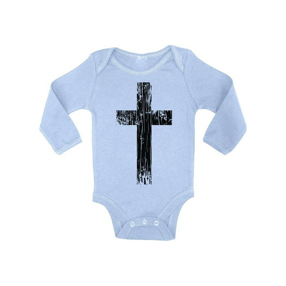 Awkward Styles Black Cross Baby Bodysuit Christ Long Sleeve for Newborn Babies Christian Cross Clothes for Baby Boys Christian Bodysuits for Baby Girls Jesus Clothing for Baby Kids Cross One Piece
