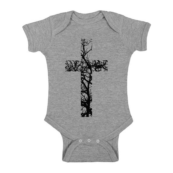 Awkward Styles Black Cross Baby Bodysuit Short Sleeve Tops for Newborn Babies Christian Cross Clothes for Baby Boys Christian Bodysuits for Baby Girls Jesus Clothing for Baby Kids Cross One Piece