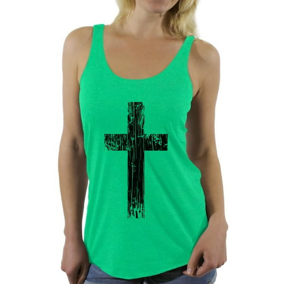Awkward Styles Black Cross Racerback Tank Top Shirts for Women Christian Clothes for Ladies Jesus Womens Racerback Tank Top Jesus Clothing Christian Cross Tanks T-Shirt for Her Cross Ladies Shirt