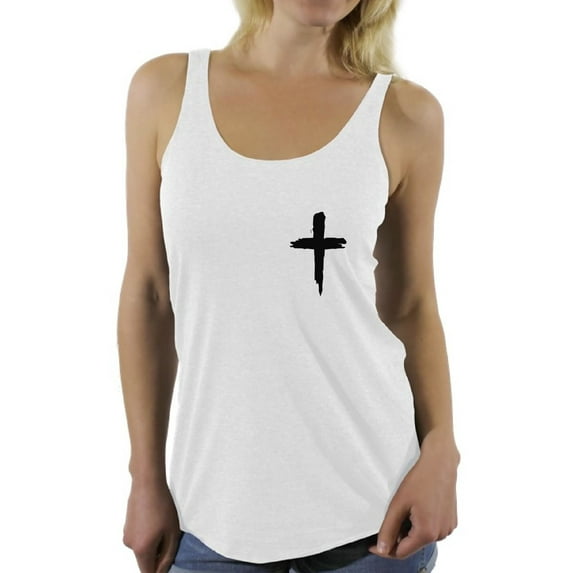 Awkward Styles Black Cross Racerback Tank Tops for Women Christian Clothes for Ladies Jesus Womens Racerback Tank Top Jesus Clothing Christian Cross Tanks T Shirt for Her Cross Ladies Shirt