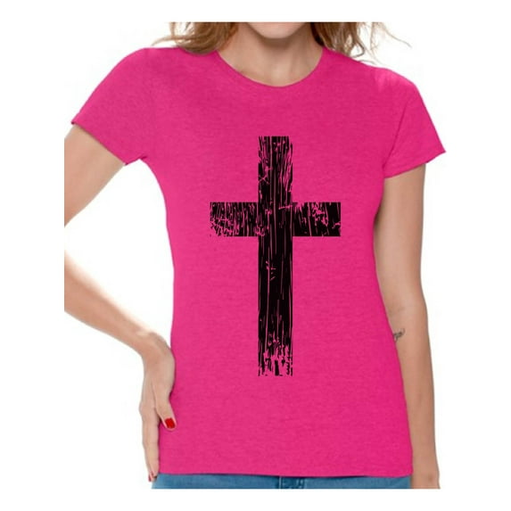 Awkward Styles Black Cross Shirt for Ladies Christian Cross Clothes for Women Following Jesus Womens T-Shirt Christian Gifts Jesus Shirts Jesus Cross Clothing Jesus T Shirt for Her Cross Ladies Shirt