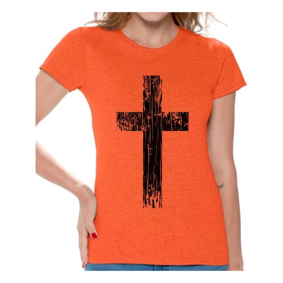 Awkward Styles Black Cross Shirt for Ladies Christian Cross Clothes for Women Following Jesus Womens T-Shirt Christian Gifts Jesus Shirts Jesus Cross Clothing Jesus T Shirt for Her Cross Ladies Shirt