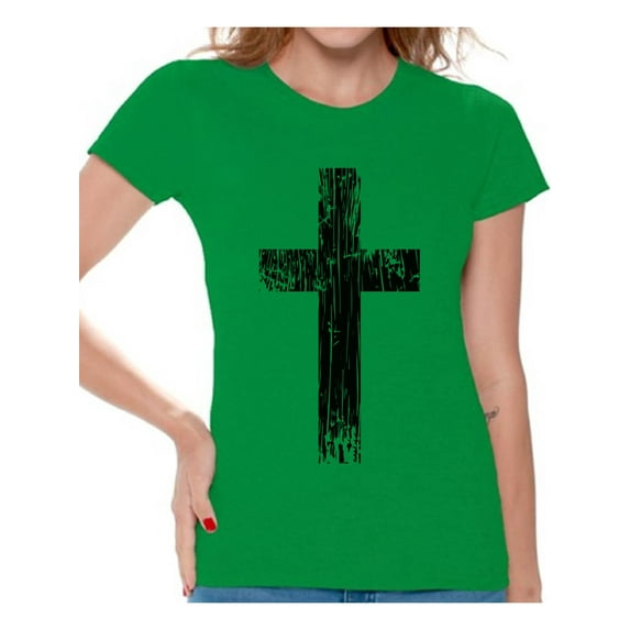Awkward Styles Black Cross Shirt for Ladies Christian Cross Clothes for Women Following Jesus Womens T-Shirt Christian Gifts Jesus Shirts Jesus Cross Clothing Jesus T Shirt for Her Cross Ladies Shirt