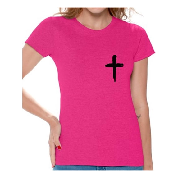 Awkward Styles Black Cross Shirt for Women Christian Cross Clothes for Ladies Following Jesus Womens T-Shirt Christian Gifts Jesus Shirts Jesus Cross Clothing Jesus T Shirt for Her Cross Ladies Shirt
