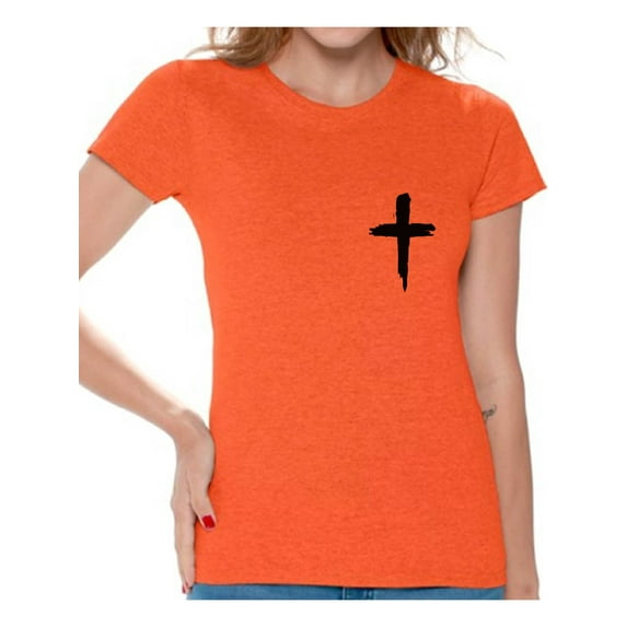 Awkward Styles Black Cross Shirt for Women Christian Cross Clothes for Ladies Following Jesus Womens T-Shirt Christian Gifts Jesus Shirts Jesus Cross Clothing Jesus T Shirt for Her Cross Ladies Shirt
