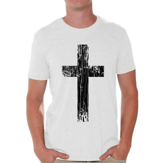 Awkward Styles Black Cross T Shirt for Him Christian Mens Shirts Christian Cross Clothes for Men Jesus Christ is the Lord Christian Cross Birthday Gifts Jesus Shirts Jesus Clothing Cross Mens Shirt