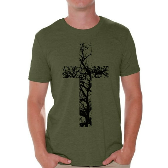 Awkward Styles Black Cross T Shirt for Men Christian Mens Shirts Christian Cross Clothes for Men Jesus Christ is the Lord Christian Cross Birthday Gifts Jesus Shirts Jesus Clothing Cross Mens Shirt