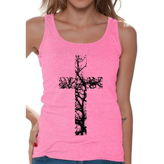 Awkward Styles Black Cross Tank Top for Women Christian Clothes for Ladies Following Jesus Womens T Shirt Christian Gifts Jesus Tank Top Jesus Clothing Jesus T Shirt for Her Cross Ladies Shirt