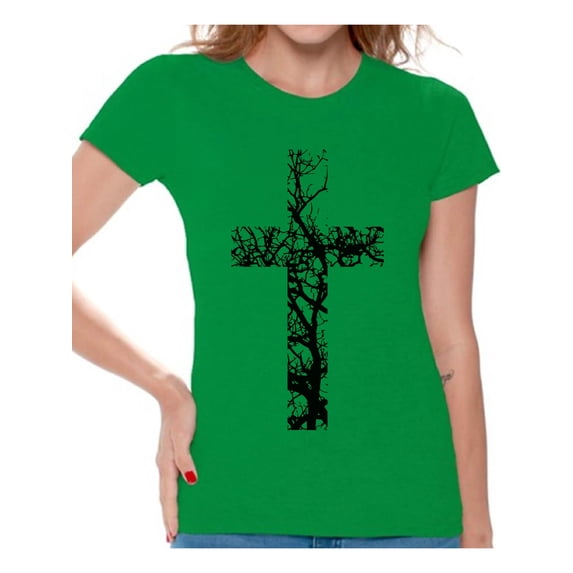 Awkward Styles Black Cross Tshirt for Women Christian Cross Clothes for Ladies Following Jesus Womens T-Shirt Christian Gifts Jesus Shirts Jesus Cross Clothing Jesus T Shirt for Her Cross Ladies Shirt