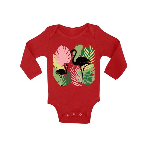 Awkward Styles Black Flamingos Baby Bodysuit Long Sleeve Pink Flamingo Romper for Boys Summer One Piece for Girls Pink Flamingo Romper for Children Nice Flamingo Gifts for Little One Summer Clothing