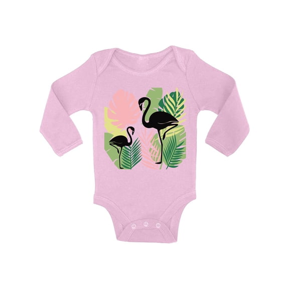 Awkward Styles Black Flamingos Baby Bodysuit Long Sleeve Pink Flamingo Romper for Boys Summer One Piece for Girls Pink Flamingo Romper for Children Nice Flamingo Gifts for Little One Summer Clothing