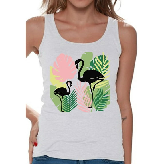 Awkward Styles Black Flamingos Tank Top T-Shirt for Her Flamingo Shirts Summer Clothes for Women Beach Tanks Pink Flamingo Tshirt for Ladies Summer Gifts Flamingo Shirts Beach Clothing Collection