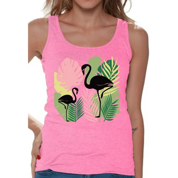 Awkward Styles Black Flamingos Tank Top T-Shirt for Her Flamingo Shirts Summer Clothes for Women Beach Tanks Pink Flamingo Tshirt for Ladies Summer Gifts Flamingo Shirts Beach Clothing Collection