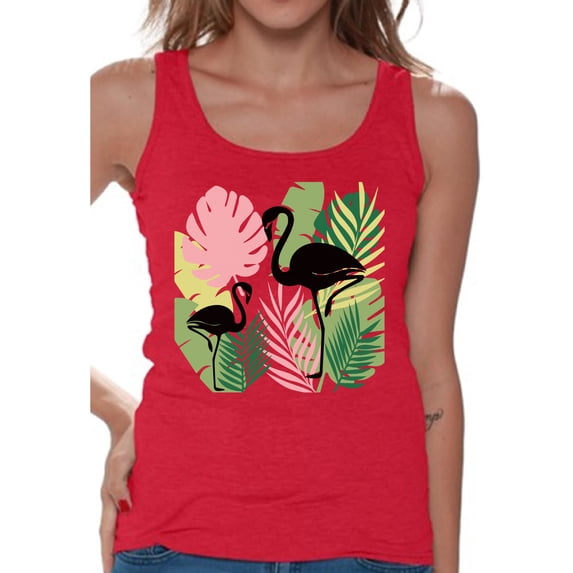 Awkward Styles Black Flamingos Tank Top T-Shirt for Her Flamingo Shirts Summer Clothes for Women Beach Tanks Pink Flamingo Tshirt for Ladies Summer Gifts Flamingo Shirts Beach Clothing Collection