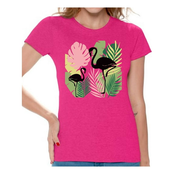 Awkward Styles Black Flamingos Womens T-Shirt Pink Flamingo Tshirt for Women Summer Gifts for Girlfriend Pink Flamingo Shirts Flamingo Clothing Collection for Women Summer T Shirt for Her Cute Shirt