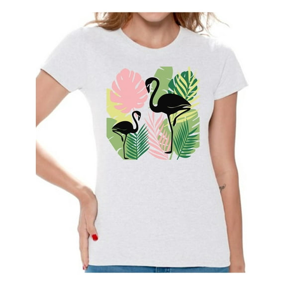 Awkward Styles Black Flamingos Womens T-Shirt Pink Flamingo Tshirt for Women Summer Gifts for Girlfriend Pink Flamingo Shirts Flamingo Clothing Collection for Women Summer T Shirt for Her Cute Shirt
