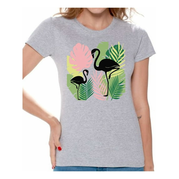 Awkward Styles Black Flamingos Womens T-Shirt Pink Flamingo Tshirt for Women Summer Gifts for Girlfriend Pink Flamingo Shirts Flamingo Clothing Collection for Women Summer T Shirt for Her Cute Shirt