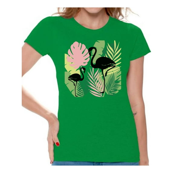 Awkward Styles Black Flamingos Womens T-Shirt Pink Flamingo Tshirt for Women Summer Gifts for Girlfriend Pink Flamingo Shirts Flamingo Clothing Collection for Women Summer T Shirt for Her Cute Shirt