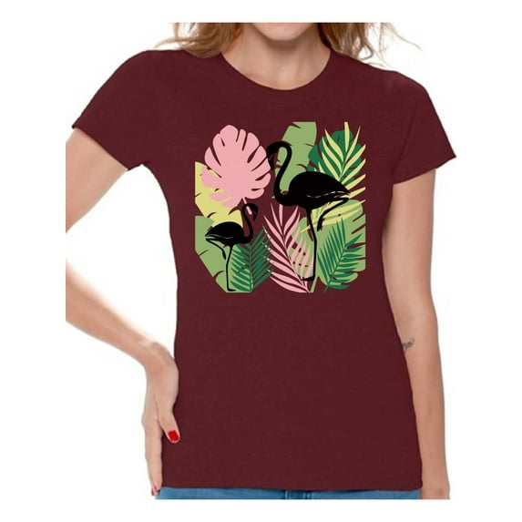 Awkward Styles Black Flamingos Womens T-Shirt Pink Flamingo Tshirt for Women Summer Gifts for Girlfriend Pink Flamingo Shirts Flamingo Clothing Collection for Women Summer T Shirt for Her Cute Shirt