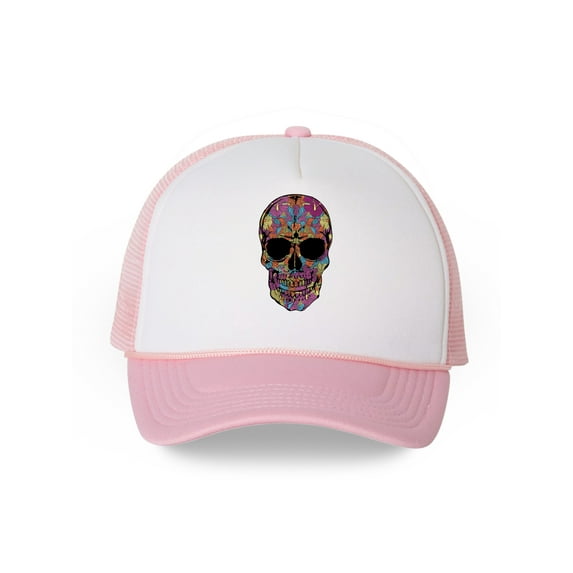 Awkward Styles Black Flower Skull Caps Skull Trucker Hats Skull Gifts Day of Dead Skull Accessories Skull Caps Winter Summer