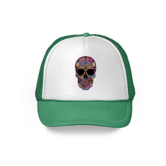 Awkward Styles Black Flower Skull Caps Skull Trucker Hats Skull Gifts Day of Dead Skull Accessories Skull Caps Winter Summer