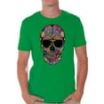 thumbnail image 1 of Awkward Styles Black Flowered Skull T-shirt Top skull shirts womens mens day of the dead costume t shirt dia de Los Muertos costume t shirt sugar skull candy skull costume t shirt skull for men, 1 of 4