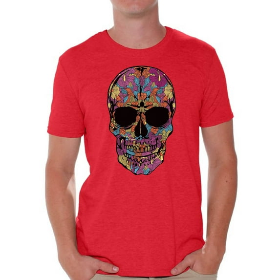 Awkward Styles Black Flowered Skull T-shirt Top skull shirts womens mens day of the dead costume t shirt dia de Los Muertos costume t shirt sugar skull candy skull costume t shirt skull for men