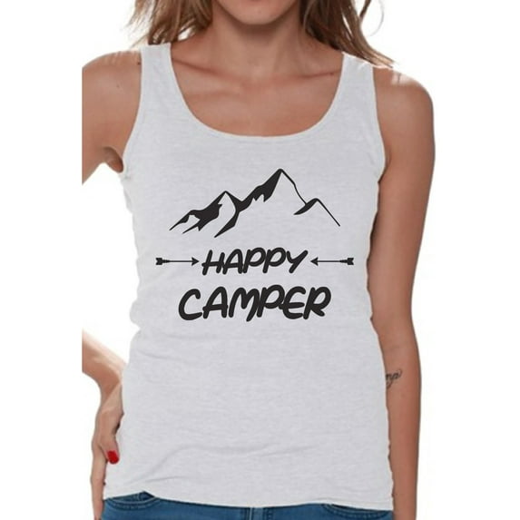 Awkward Styles Black Happy Top for Her Happy Camper Women Tank Top Camper T Shirt for Wife Happy Camper Tank Top for Women Camping Clothes for Her Happy Camper Tank Top for Girlfriend Camping Lovers