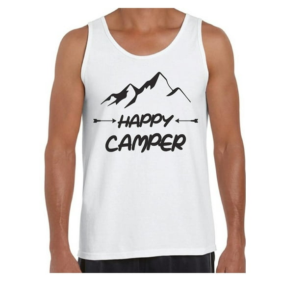 Awkward Styles Black Happy Top for Men Happy Camper Men's Tank Top Camping T-Shirt for Him Happy Camper Tank Top for Boyfriend Camping Lovers Gifts Camper Tank Top for Dad Happy Camper Shirt for Men