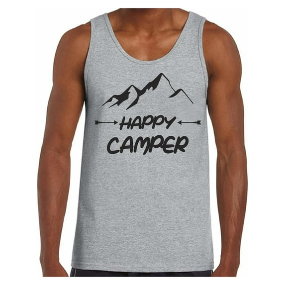 Awkward Styles Black Happy Top for Men Happy Camper Men's Tank Top Camping T-Shirt for Him Happy Camper Tank Top for Boyfriend Camping Lovers Gifts Camper Tank Top for Dad Happy Camper Shirt for Men