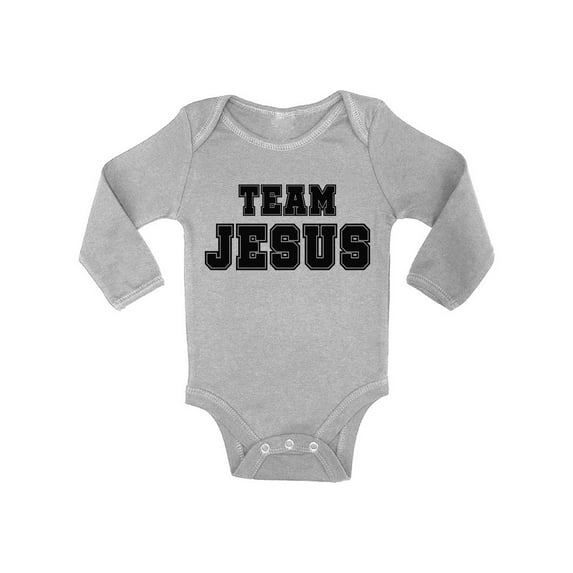 Awkward Styles Black Romper for Baby Team Jesus Baby Bodysuit Long Sleeve Christian Romper for Boys Christian One Piece for Girls Jesus Romper for Children Christian Gifts for Child Newborn Clothing