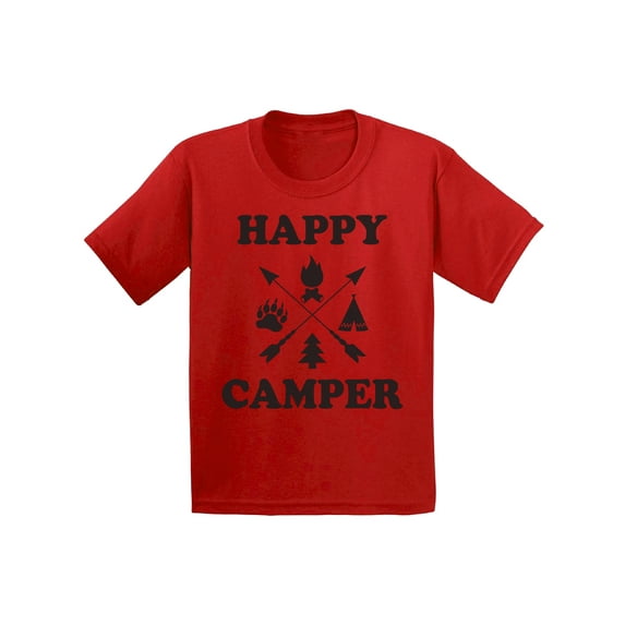 Awkward Styles Black Shirt for Kids Happy Cute Camper Shirt for Kids Camping T Shirt for Boys Happy Camper Shirt for Girls Camping Lovers Gifts Camper T Shirt for Children Happy Camper Shirt for Kids