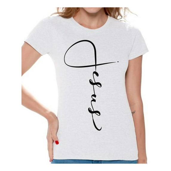 Awkward Styles Black Tshirt for Women Christian Gifts for Girlfriend Jesus Shirts Jesus Clothing Collection for Women Jesus T Shirt for Her Christian Clothes for Ladies Following Jesus Womens T-Shirt