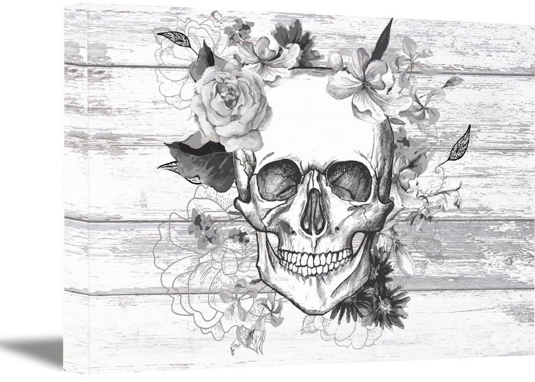 Awkward Styles Black and White Skull Wall Decor Skull Canvas Dia de Los Muertos Wall Art Day of