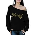 thumbnail image 1 of Awkward Styles Blessed Christmas Sweatshirt Off the Shoulder Sweatshirt Sweater Blessed Sweatshirt Women's Thanksgiving Holiday Sweatshirt Religious Off the Shoulder Top Slouchy Oversized Sweatshirt, 1 of 4
