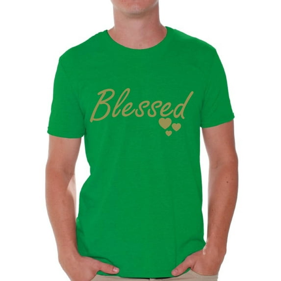 Awkward Styles Blessed Shirt Blessed Christmas Shirt Holiday Top Christmas Tshirts for Men Thanksgiving Holiday Shirt Thankful Grateful Blessed Men's Holiday Tee Religious Gift Mens Thanksgiving Shirt