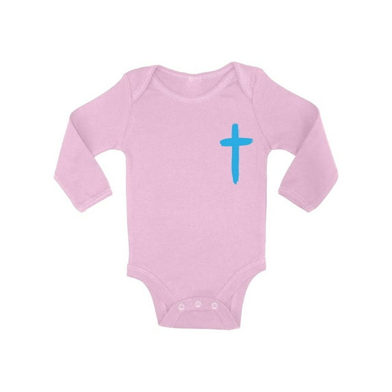 Awkward Styles Blue Cross Baby Bodysuit Jesus Long Sleeve Tops for Newborn Baby Christian Cross Clothes for Baby Boys Christian Bodysuits for Baby Girls Jesus Clothing for Baby Kids Cross One Piece