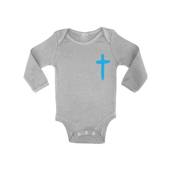 Awkward Styles Blue Cross Baby Bodysuit Jesus Long Sleeve Tops for Newborn Baby Christian Cross Clothes for Baby Boys Christian Bodysuits for Baby Girls Jesus Clothing for Baby Kids Cross One Piece