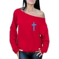 thumbnail image 1 of Awkward Styles Blue Cross Ladies Off The Shoulder Sweatshirts Cross Sweater Jesus Clothing for Women Cross Oversized Sweatshirt Christian Cross Clothes Cross Off The Shoulder Sweatshirt for Women, 1 of 4