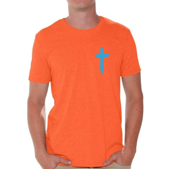 Awkward Styles Blue Cross Shirt for Men Christian Mens Shirts Christian Cross Clothes for Men Jesus Christ is the Lord Christian Cross Birthday Gifts Jesus Shirts Jesus Clothing Cross Mens Shirt